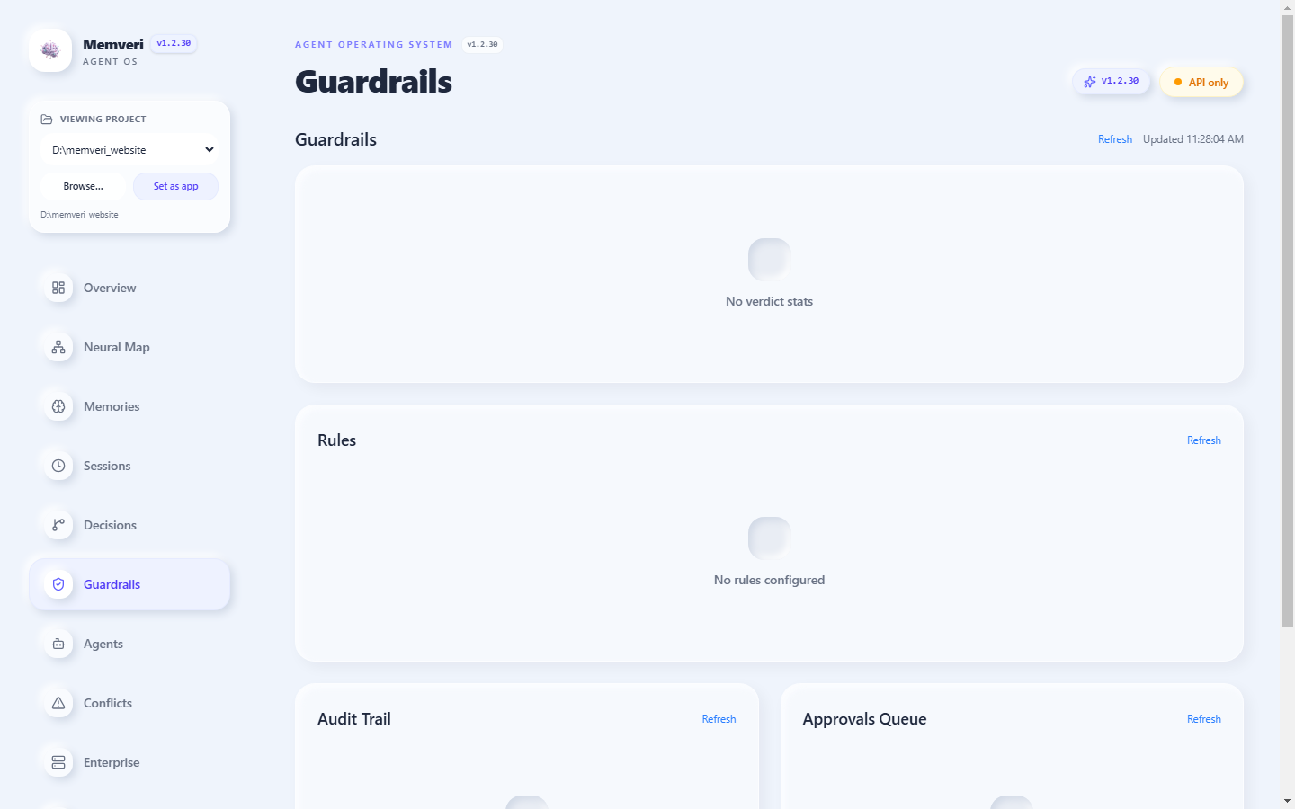 Memveri guardrails settings